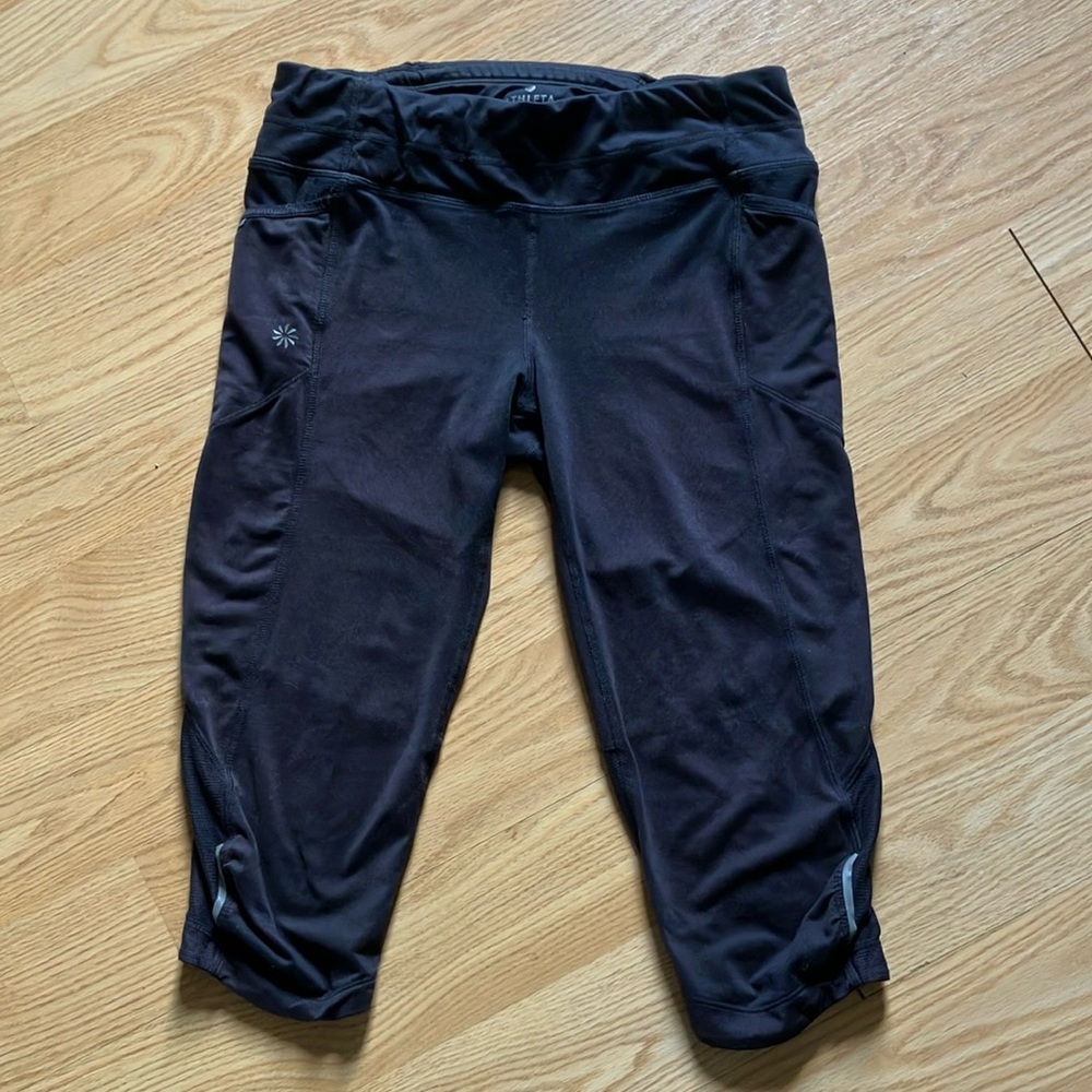 Athleta Black Leggings Stretchy Tapered Fit